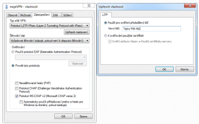 Nastavení L2TP VPN na Windows 7 - upřesnit