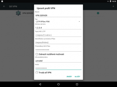 Nastavení L2TP VPN na Android
