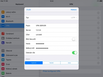 Nastavení L2TP VPN na Apple iOS