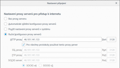 Nastavení proxy serveru v prohlížeči Firefox