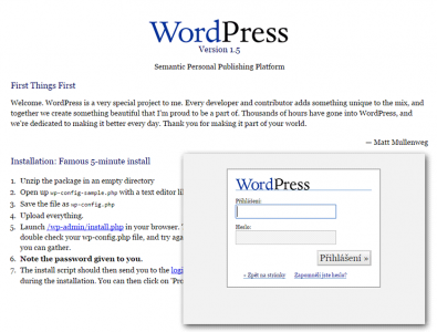 Archaická verze WordPress 1.5