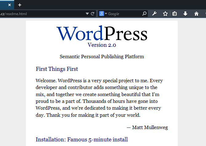 zastaralý wordpress